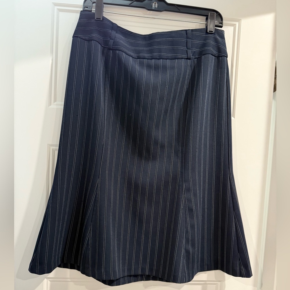 Vintage Blue Gray Trumpet Midi Skirt for Work